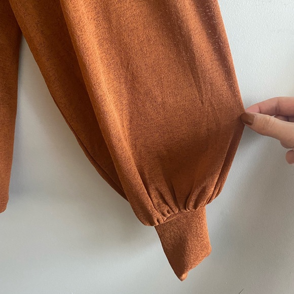 Burnt Orange Bishop Sleeve Top - Picture 2 of 2